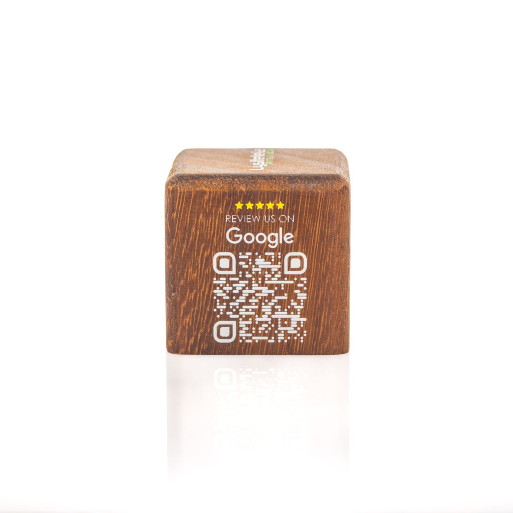 Ξύλινος κύβος QR ιρόκο — Έγχρωμη UV εκτύπωση