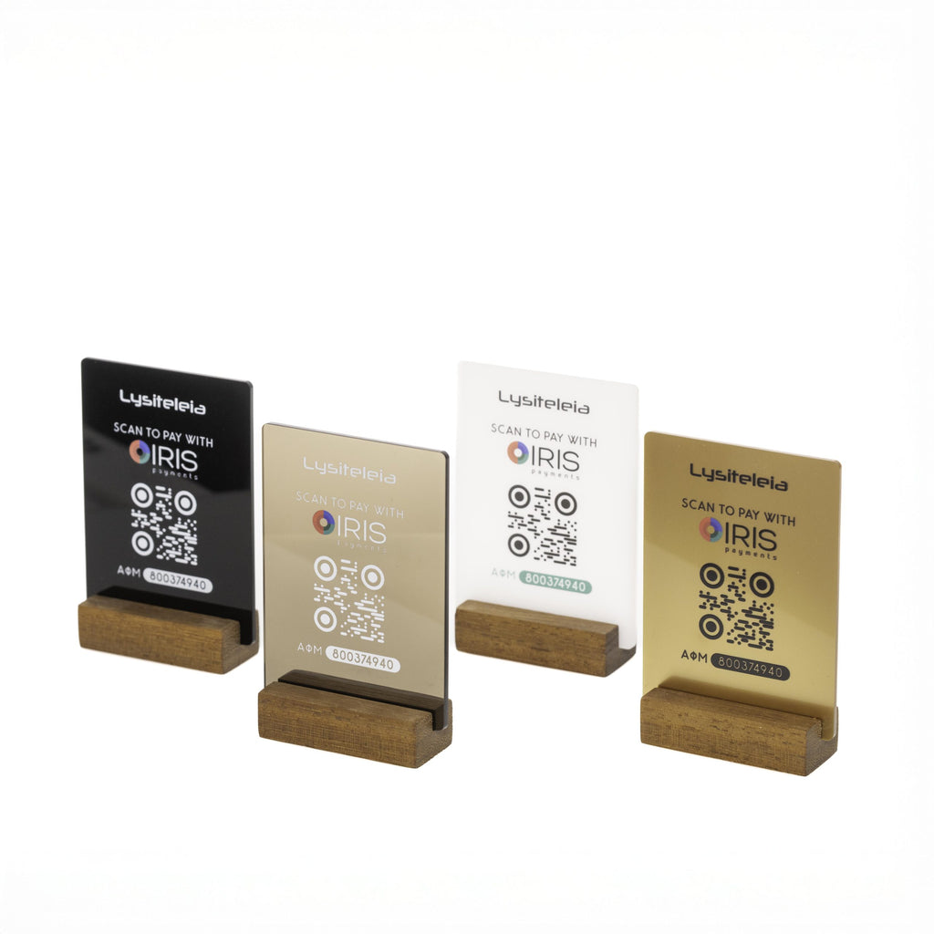 IRIS payments wood & plexi stand — stand πληρωμών IRIS