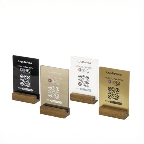 IRIS payments wood & plexi stand — stand πληρωμών IRIS