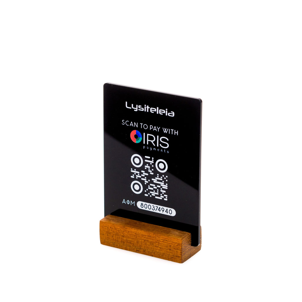 IRIS payments wood & plexi stand — stand πληρωμών IRIS
