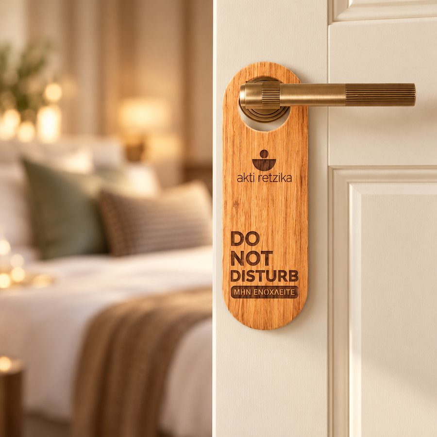 Ξύλινο Do Not Disturb σε πόρτα ξενοδοχείου