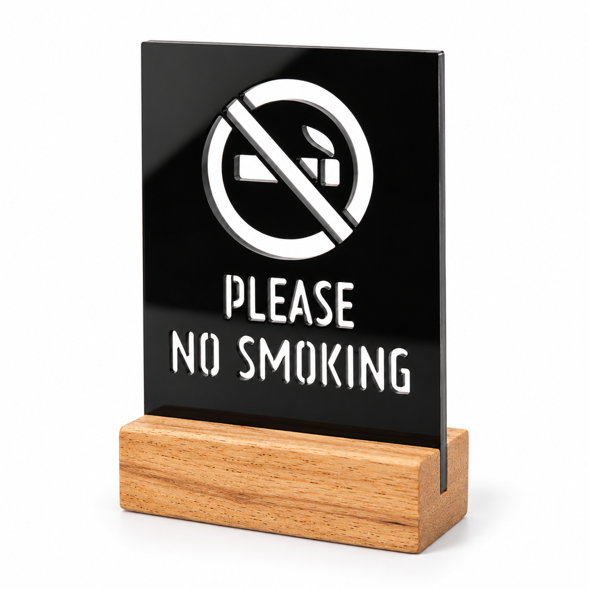 Επιτραπέζιο stand No Smoking με ξύλινη βάση