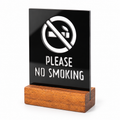 Επιτραπέζιο stand No Smoking με ξύλινη βάση