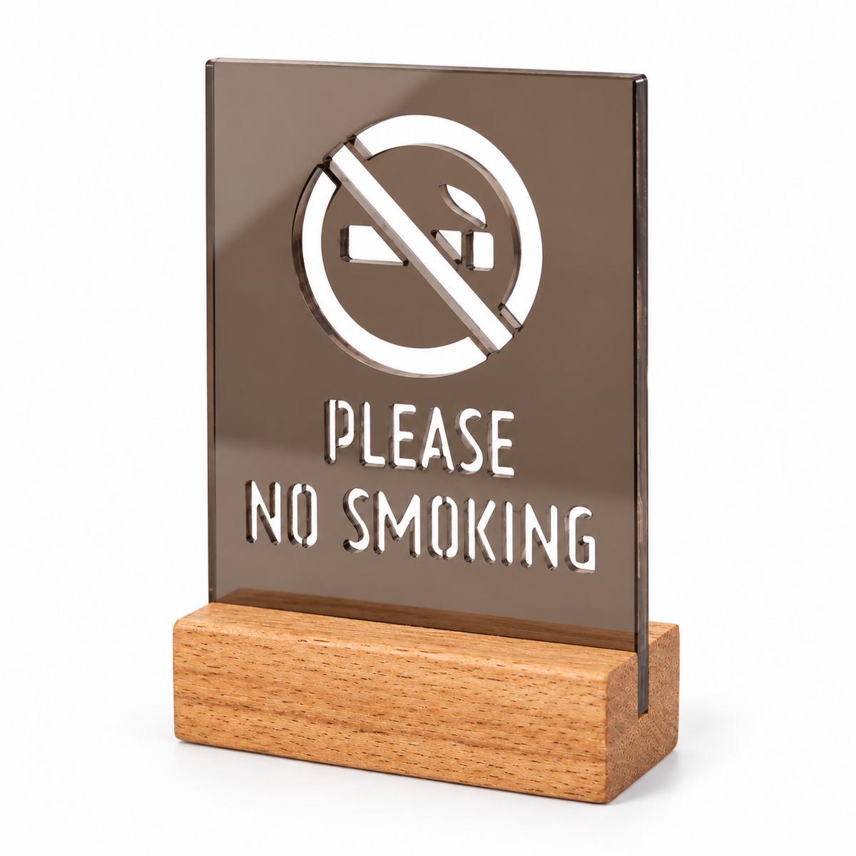 Επιτραπέζιο stand No Smoking με ξύλινη βάση