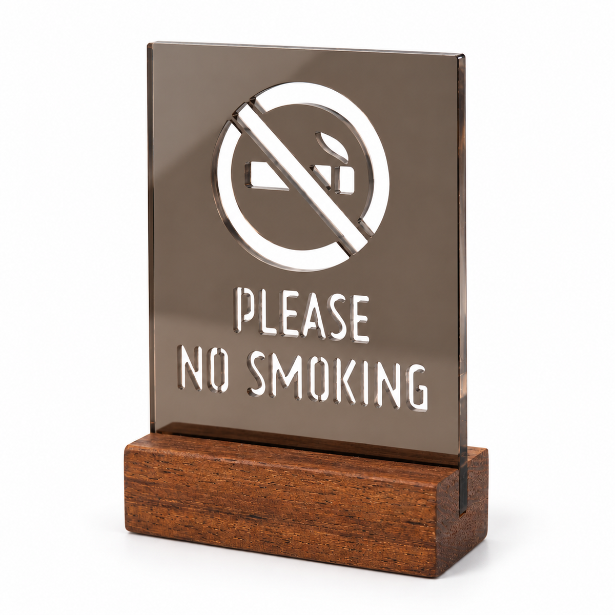 Επιτραπέζιο stand No Smoking με ξύλινη βάση