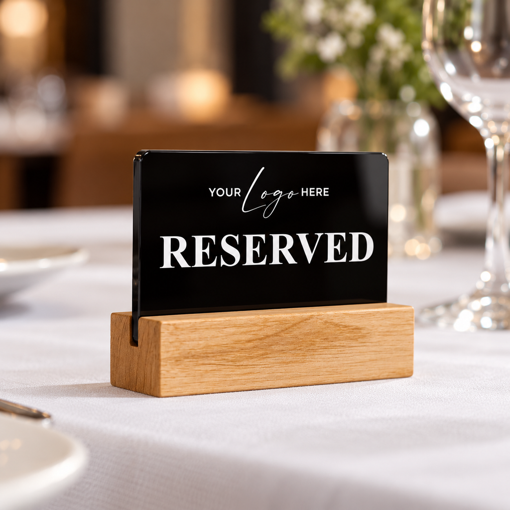 Επιτραπέζιο stand Reserved με λογότυπο — Μαύρο