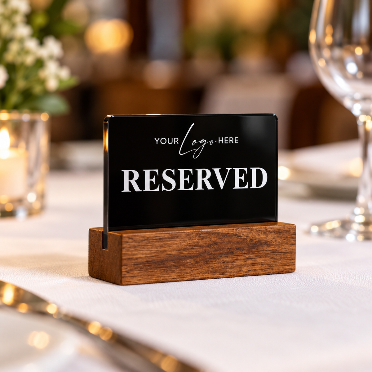 Επιτραπέζιο stand Reserved με λογότυπο — Μαύρο