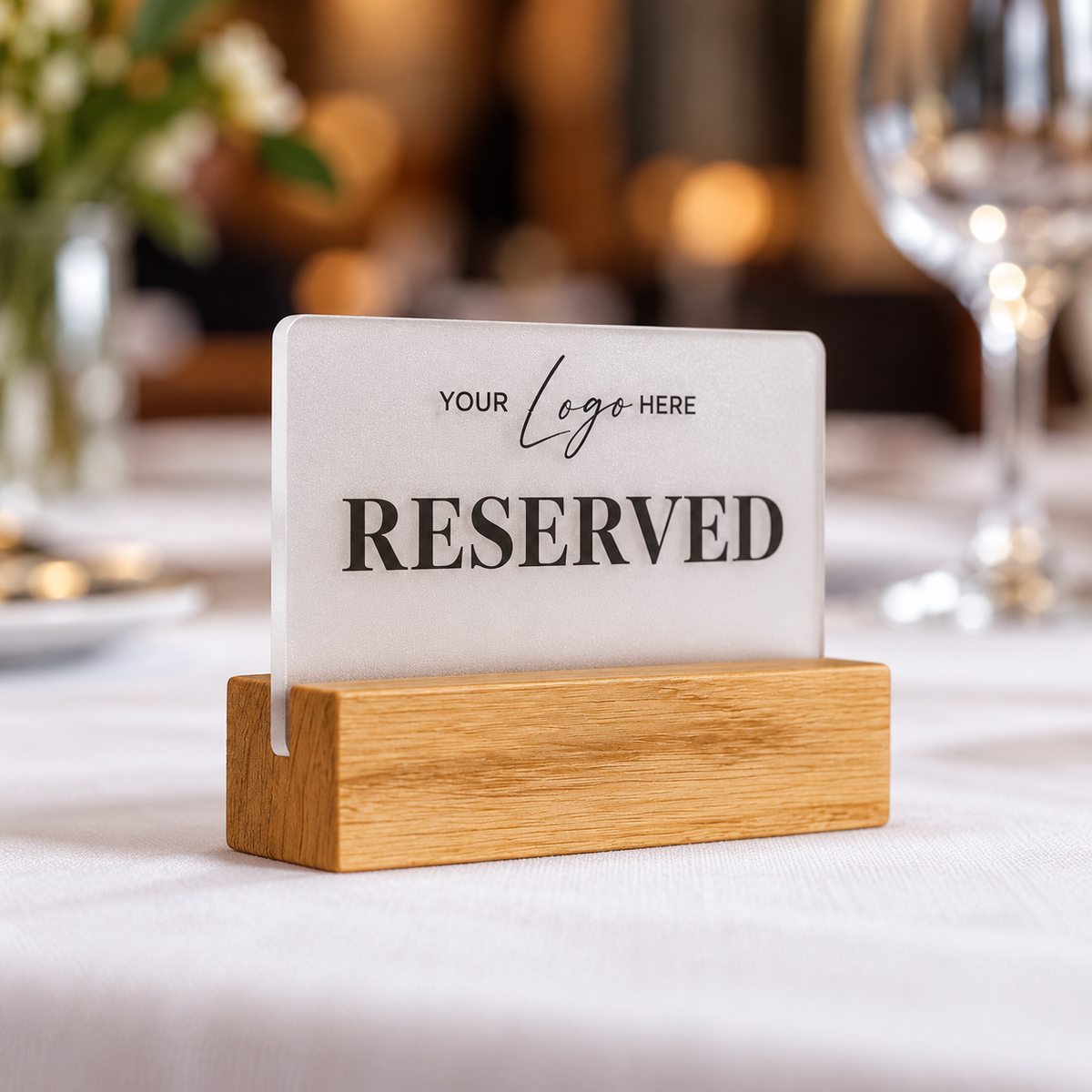 Επιτραπέζιο stand Reserved με λογότυπο — Αμμοβολή