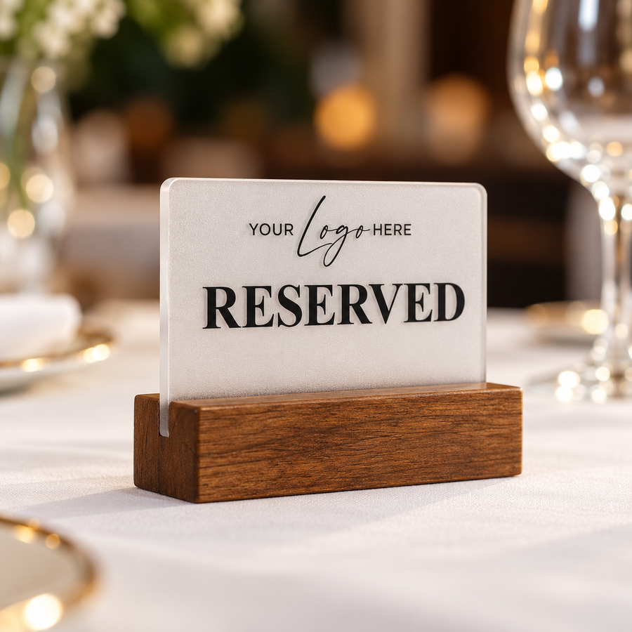 Επιτραπέζιο stand Reserved με ξύλινη βάση