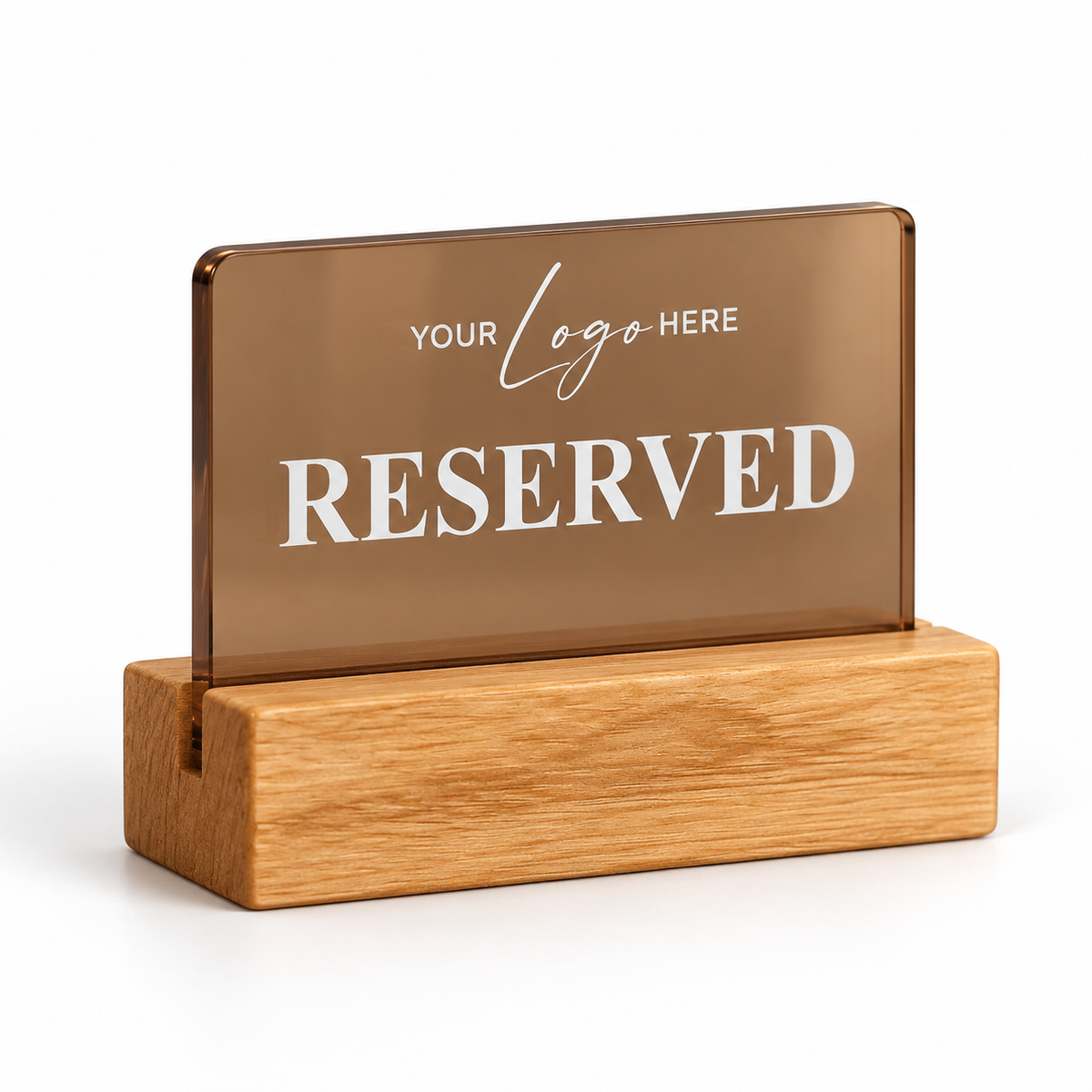 Επιτραπέζιο stand Reserved με λογότυπο — Φιμέ