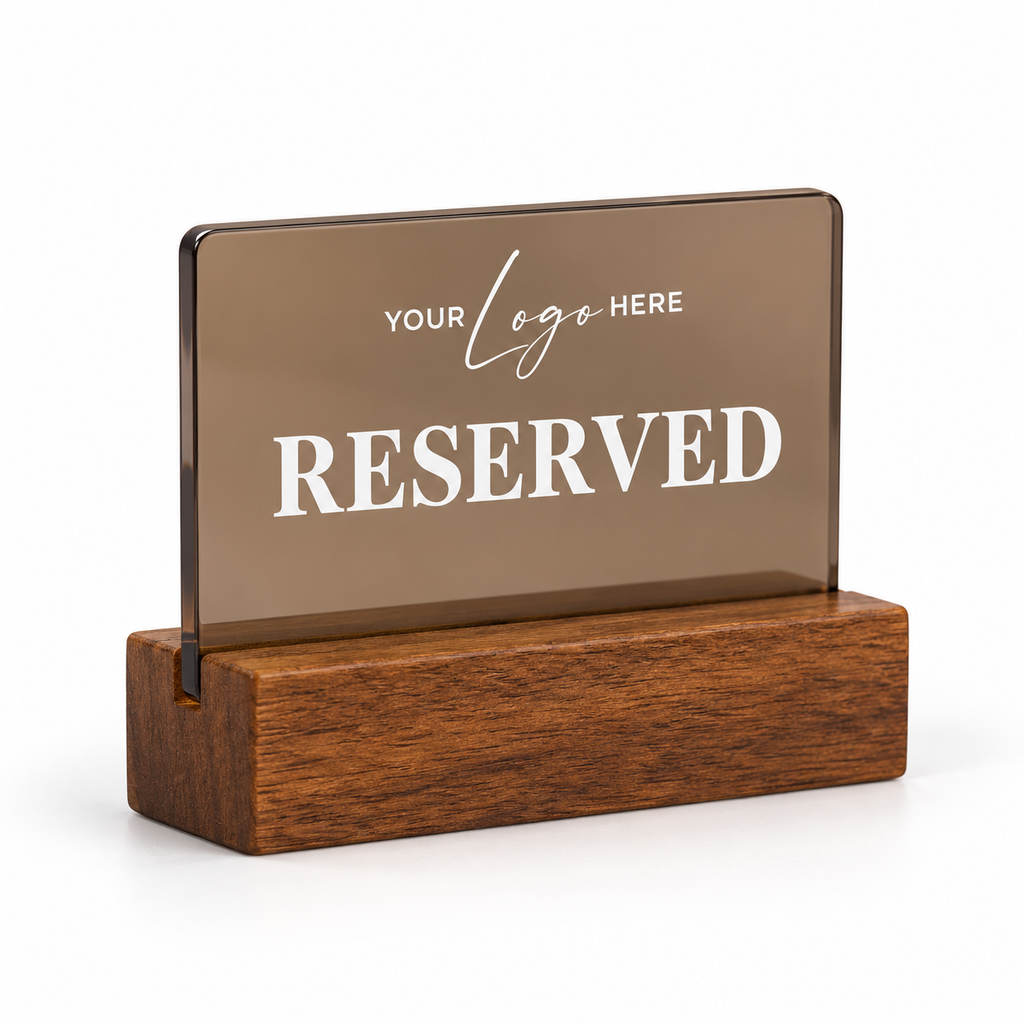 Επιτραπέζιο stand Reserved με λογότυπο — Φιμέ