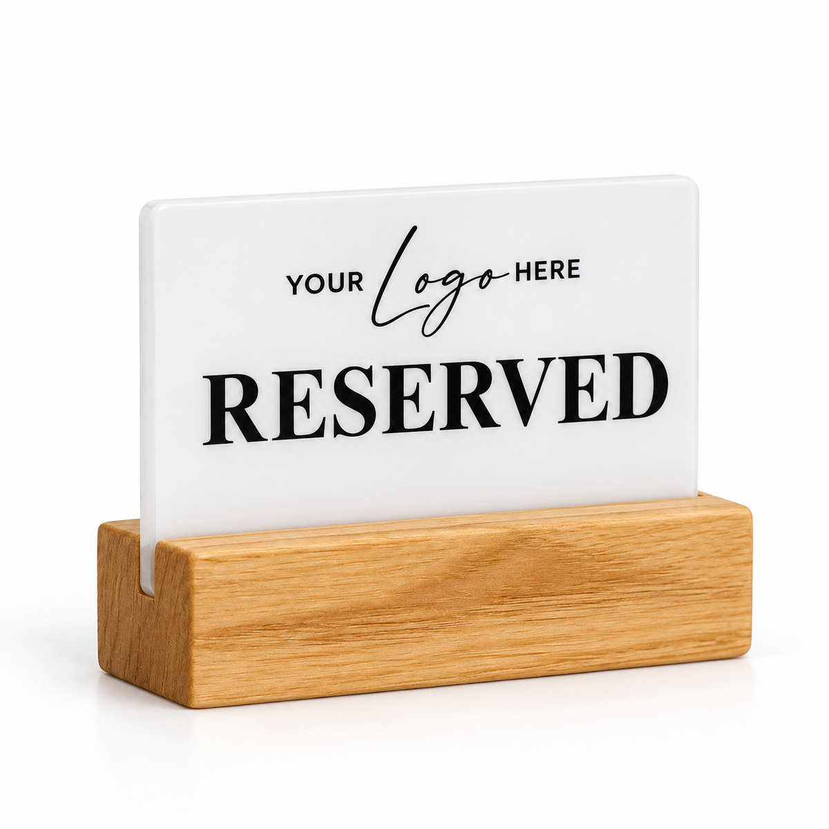 Επιτραπέζιο stand Reserved με λογότυπο — Λευκό