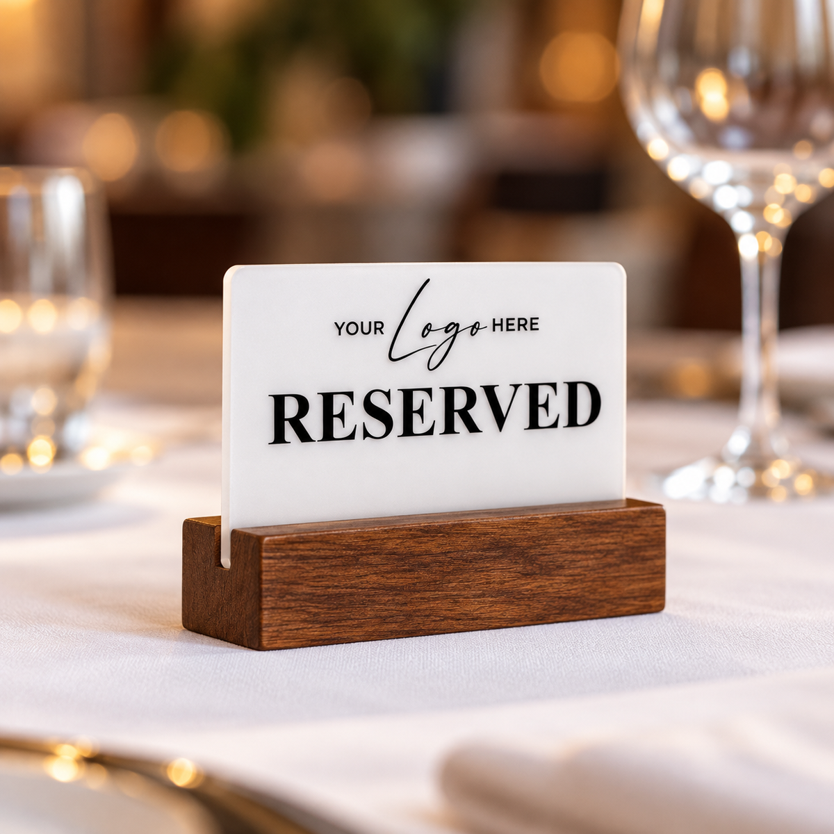 Επιτραπέζιο stand Reserved με λογότυπο — Λευκό