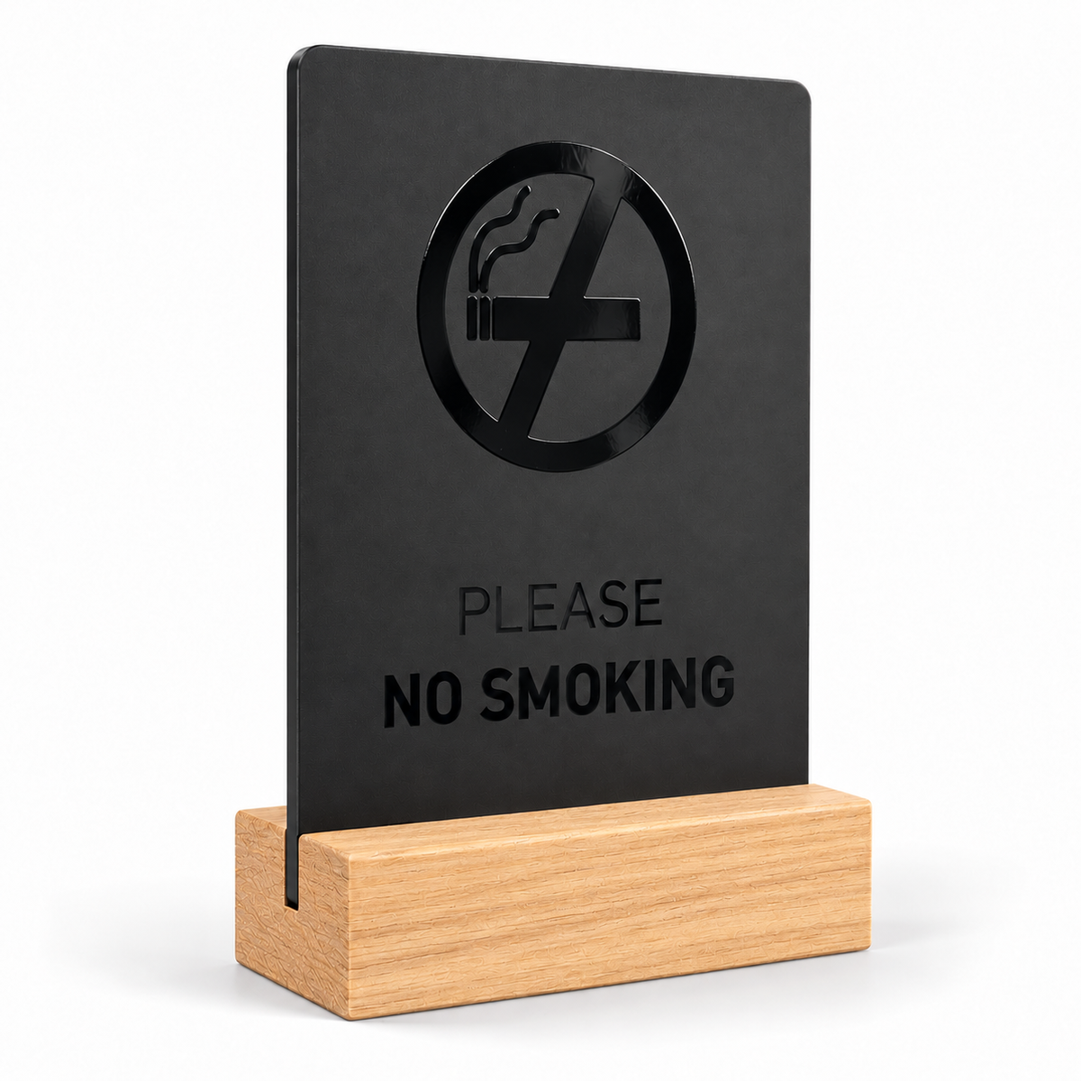 Επιτραπέζιο stand No Smoking μαύρο ματ με Spot UV