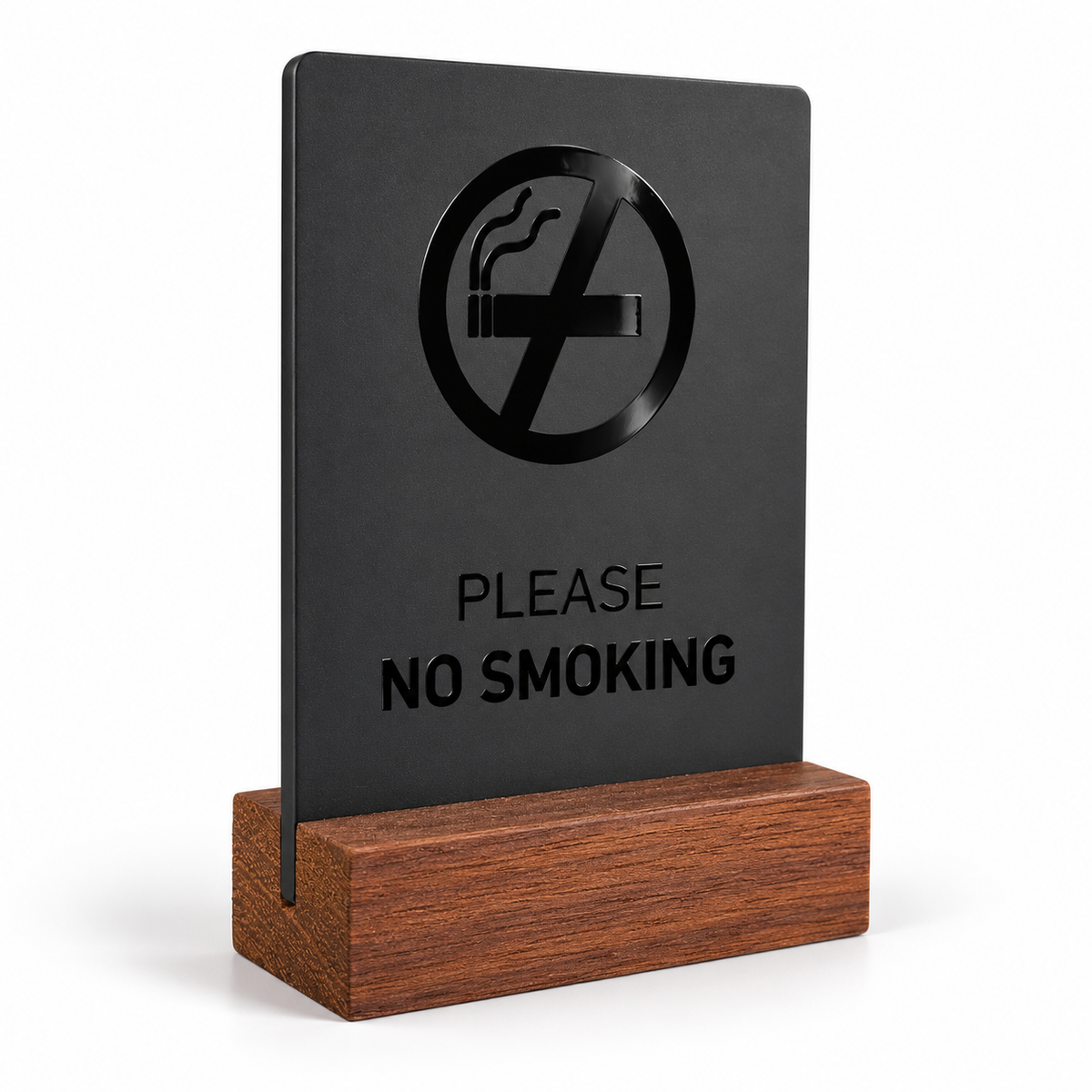 Επιτραπέζιο stand No Smoking μαύρο ματ με Spot UV